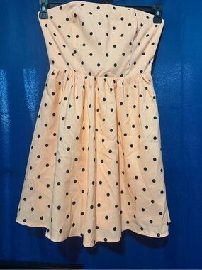 Forever 21 Peach Strapless Polka Dot Dress